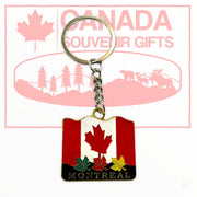 Canada Flag Keychain with Montreal and Multicolor Maple Leaf - Perfect Souvenir Gift