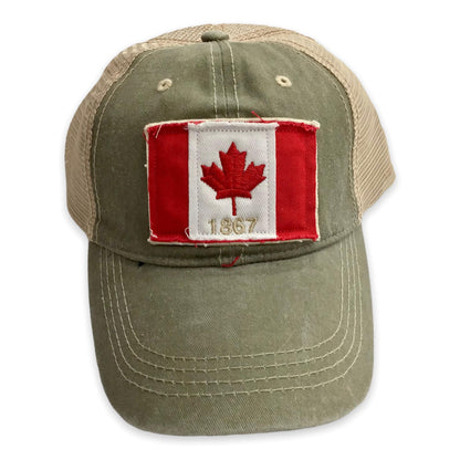 Canada Flag Patch Applique Base Ball Cap - Free Adjustable Mesh Hat