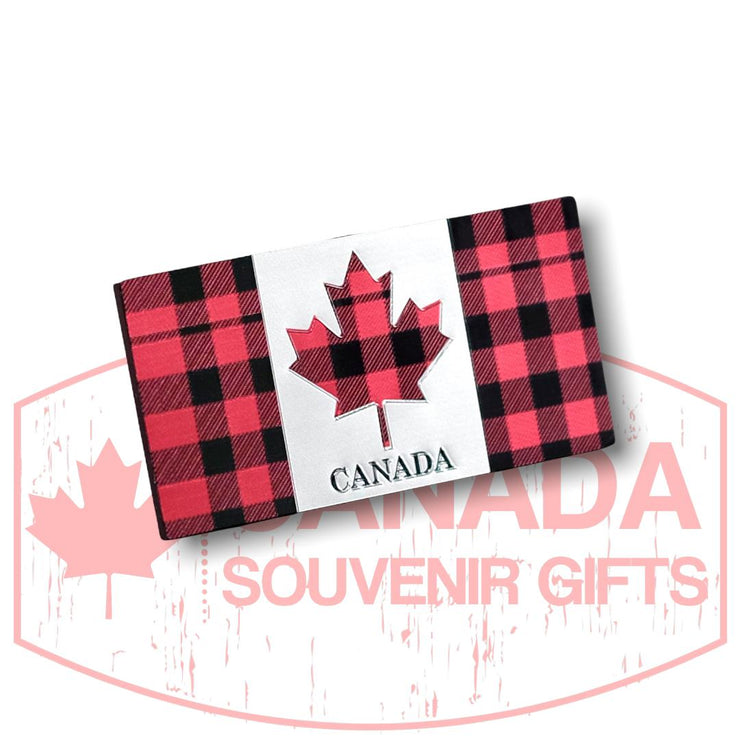 Canada Foil Magnet | Buffalo Plaid Red/Black Themed Fridge Magnet Laser Foil