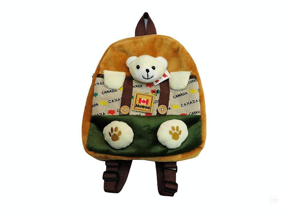 Canada Montreal Black Bear or Off White Bear Kids Backpack Plush