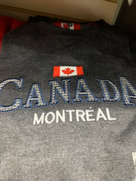Canada Montreal Embroidery Adult Unisex T-shirt w/ Canadian Flag