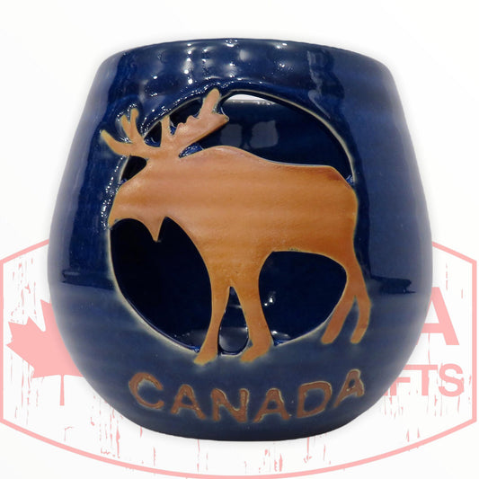 Canada Moose Bowl Shaped Ceramic Candle Holder - Tea Light Candle Holder Jar 22 oz