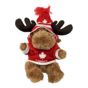 Canada Moose Plush Toy | Canada Moose with Maple Leaf Sweater and Hat 9”| Moose Stuffed Plush Toy | Soft Cuddly Stuffed Moose for Baby, Boys, and Girls (Red and White)