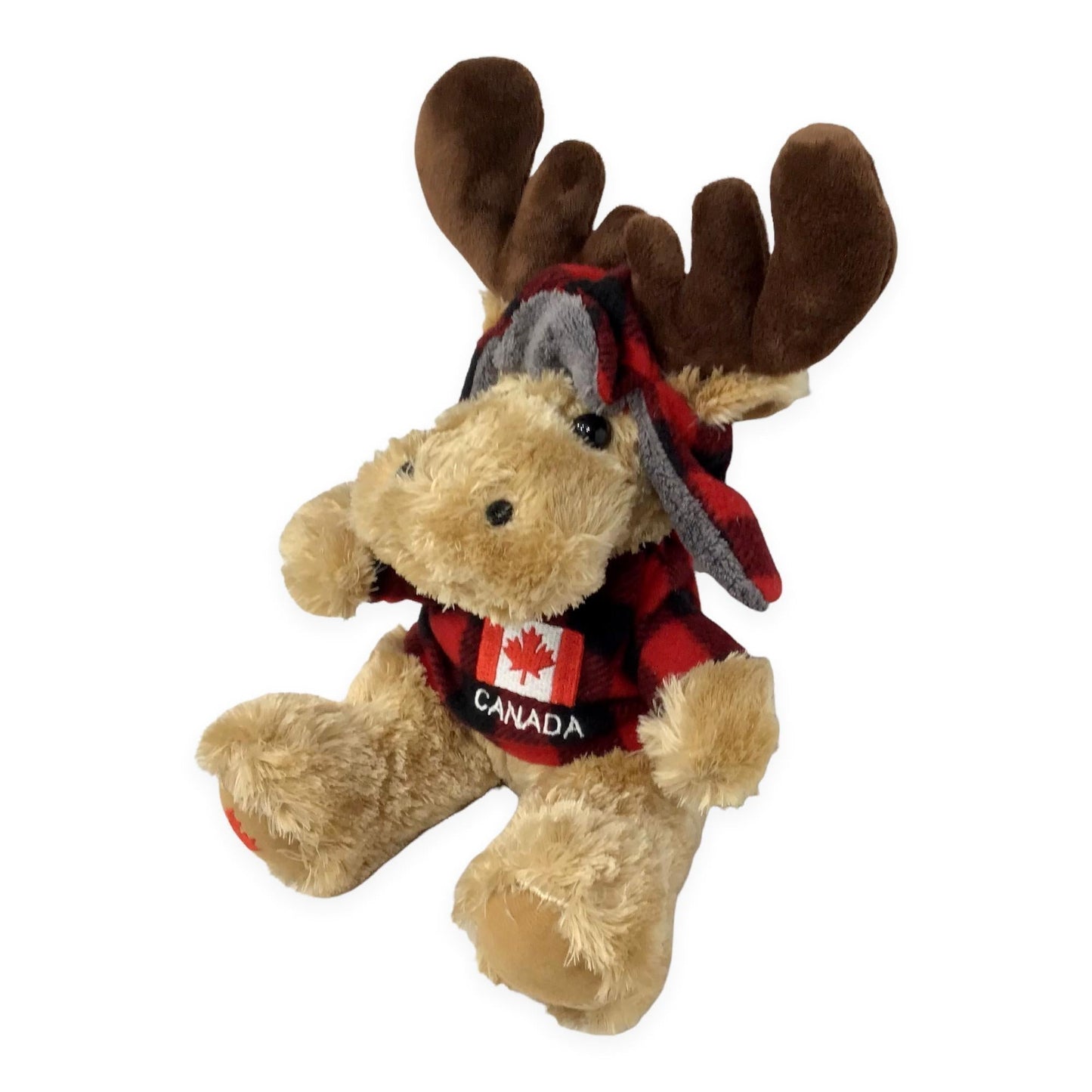 Canada Moose Stuffed Animal 10” with Buffalo Plaid Top and Hat 