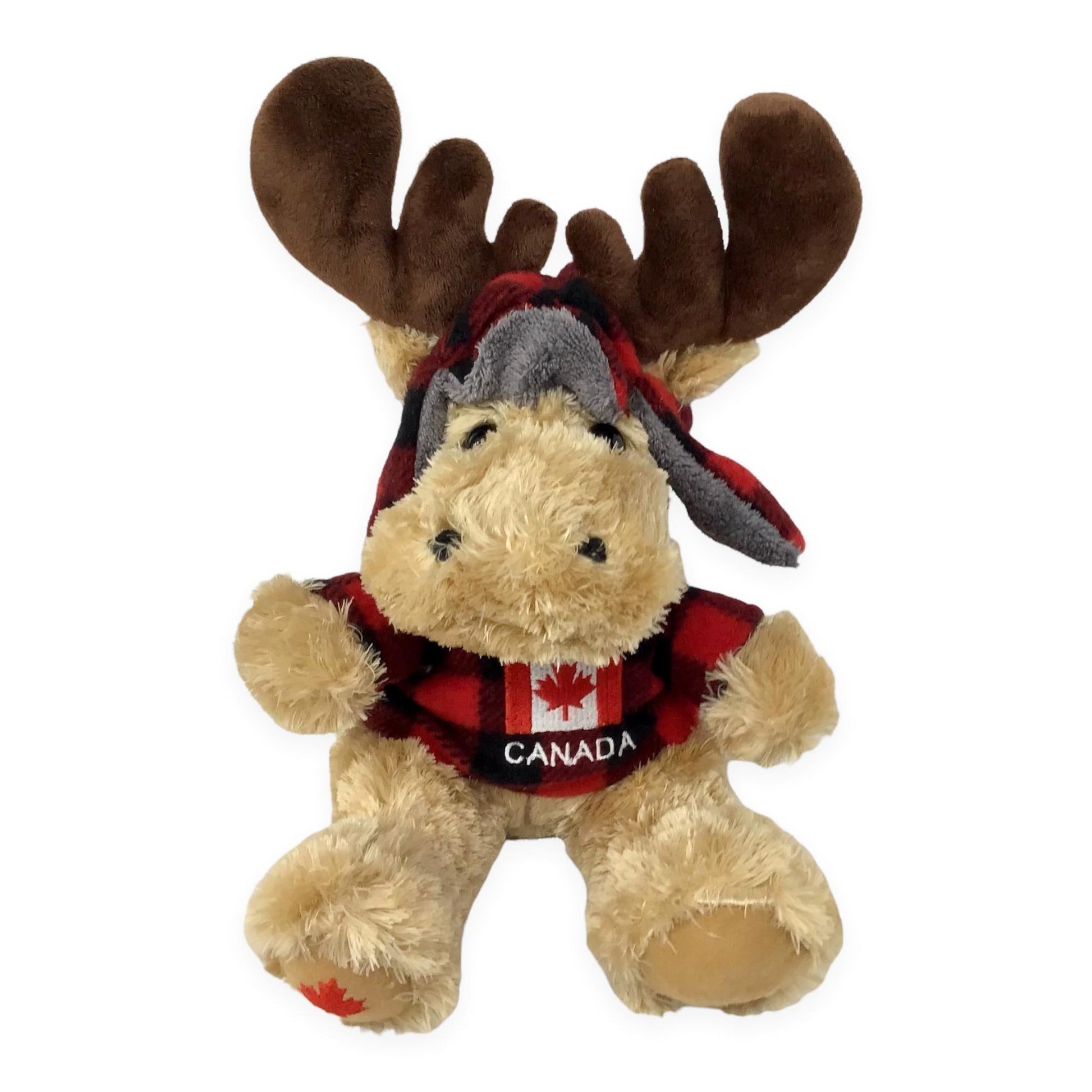 Canada Moose Stuffed Animal 10” with Buffalo Plaid Top and Hat 