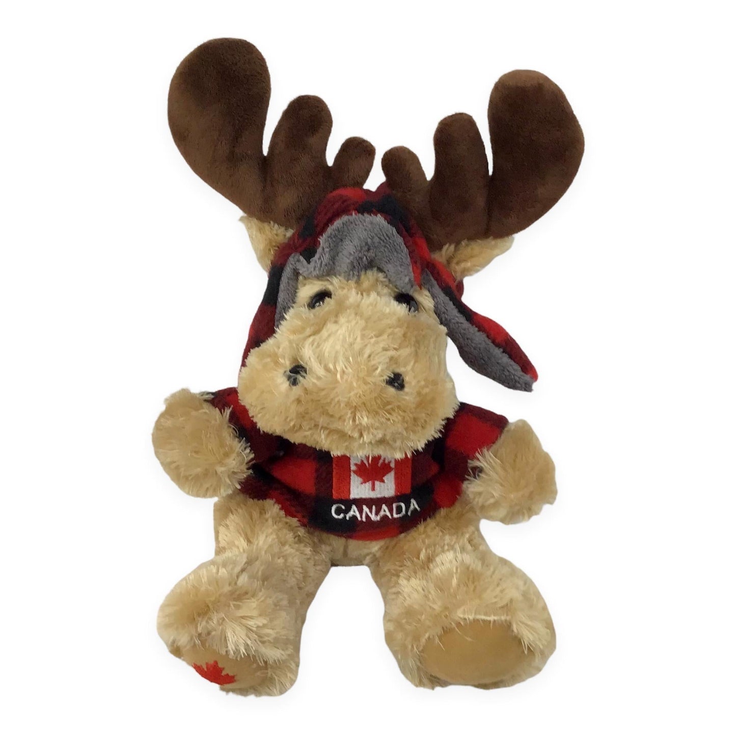 Canada Moose Stuffed Animal 10” with Buffalo Plaid Top and Hat 