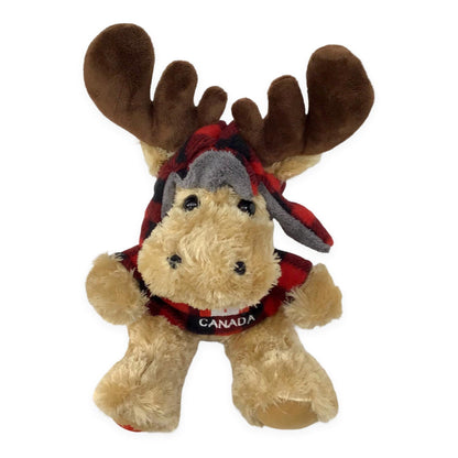 Canada Moose Stuffed Animal 10” with Buffalo Plaid Top and Hat 