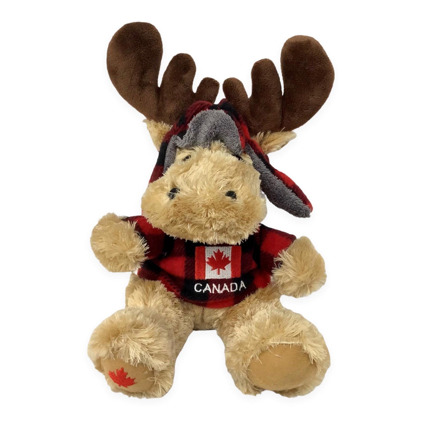 Canada Moose Stuffed Animal 10” with Buffalo Plaid Top and Hat 