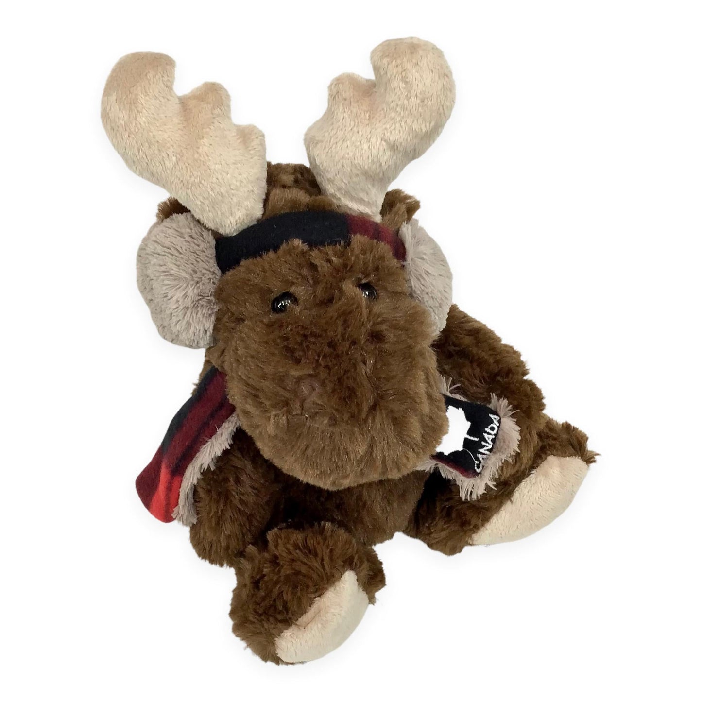 Canada Moose Stuffed Animal Toy | Duffy Ear Muff Moose 9” with Canada Buffalo Plaid Scarf |