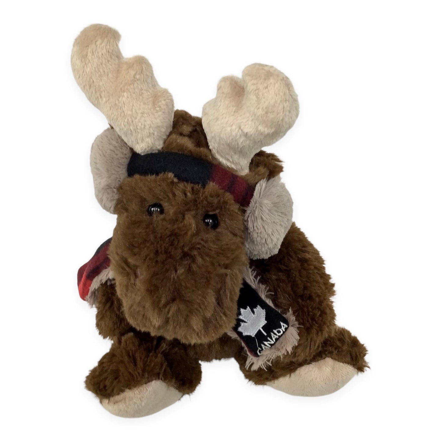 Canada Moose Stuffed Animal Toy | Duffy Ear Muff Moose 9” with Canada Buffalo Plaid Scarf |