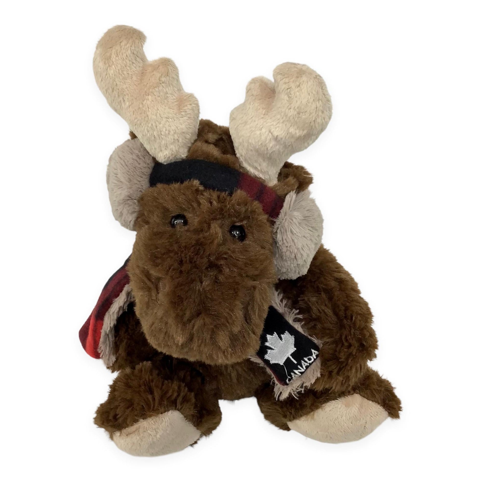 Canada Moose Stuffed Animal Toy | Duffy Ear Muff Moose 9” with Canada Buffalo Plaid Scarf |