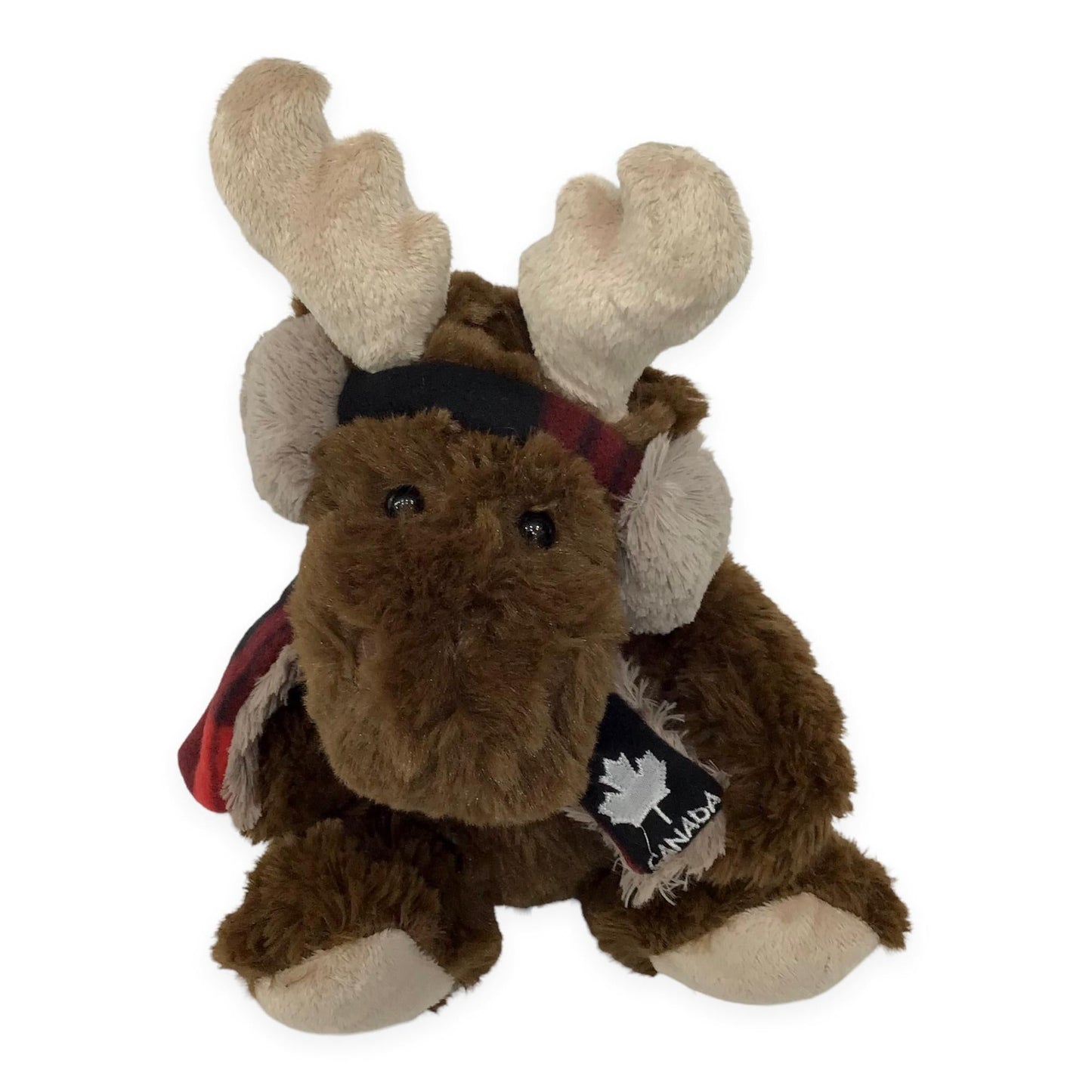 Canada Moose Stuffed Animal Toy | Duffy Ear Muff Moose 9” with Canada Buffalo Plaid Scarf |