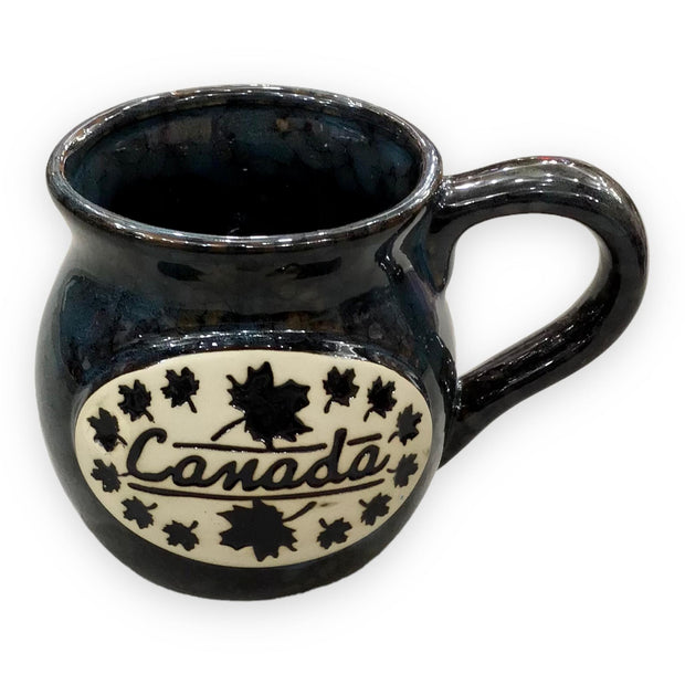 Canada Mug Pottery Handmade Maple Leaf Embossed