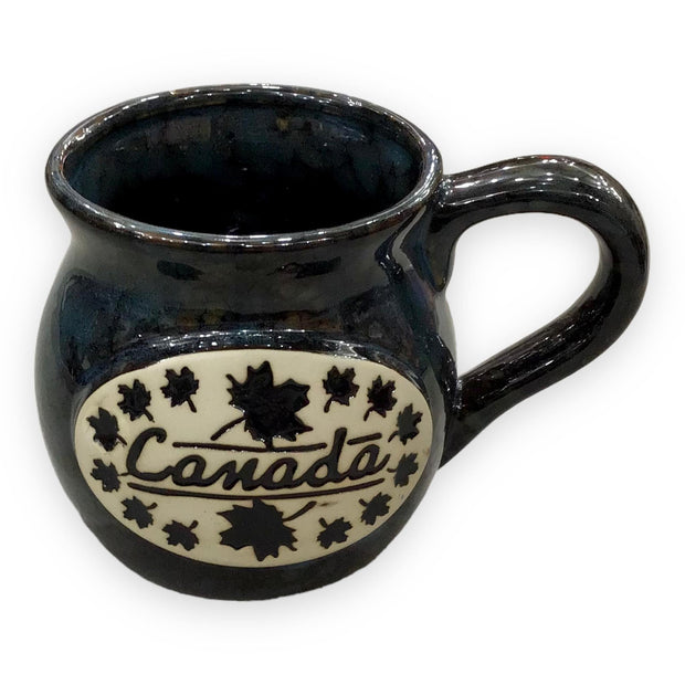 Canada Mug Pottery Handmade Maple Leaf Embossed
