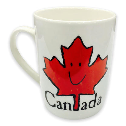 Tasse du Canada – Feuille d'érable rouge avec sourire, tasse à café en céramique, 13 oz pour le thé ou les boissons au chocolat chaud