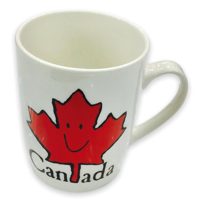 Tasse du Canada – Feuille d'érable rouge avec sourire, tasse à café en céramique, 13 oz pour le thé ou les boissons au chocolat chaud