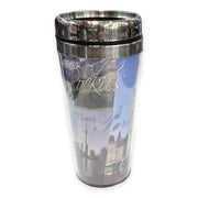 Canada Multi-City Print Travel Coffee Mug for Women Men Thermal Insulated Tumbler Cup with Wrap and Black Lid 14 OZ