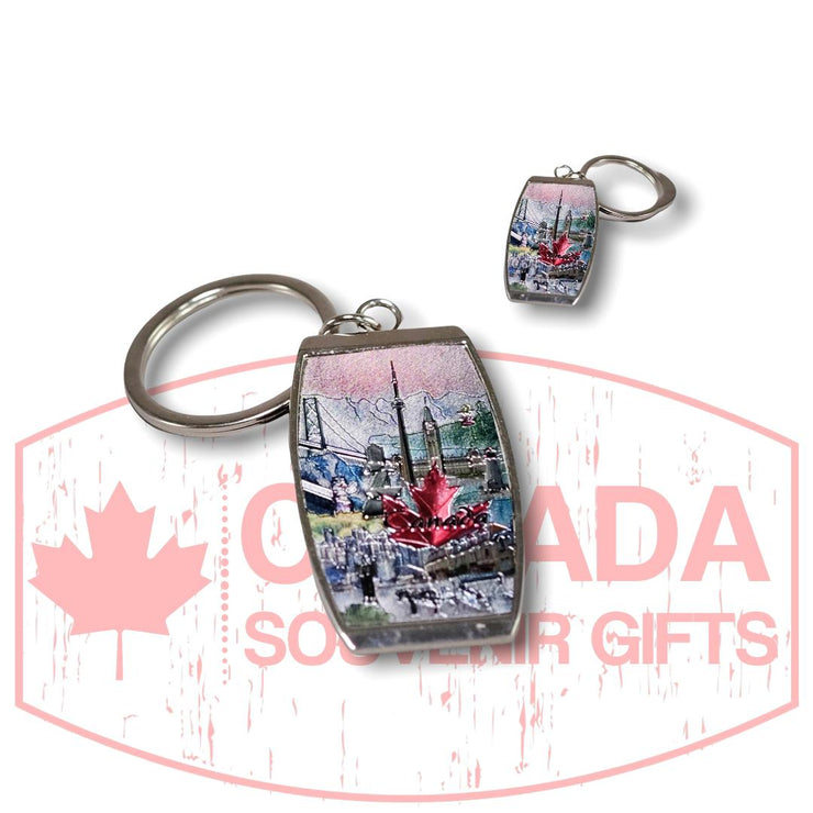 Canada National Symbol Landmark Pattern Vintage Key Chain | Canadian Souvenir Key Holder