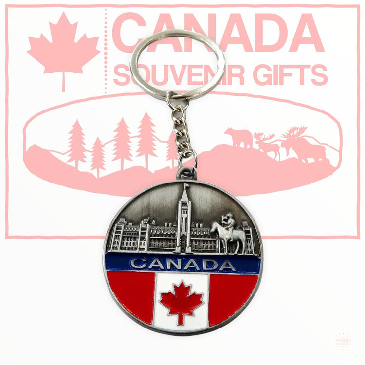 Canada Parliament Building Keychain | Canadian National Flag Key Holder