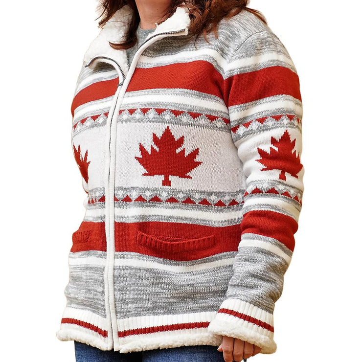 Canada Sock Pattern Unisex Knitted Zipper Sweater
