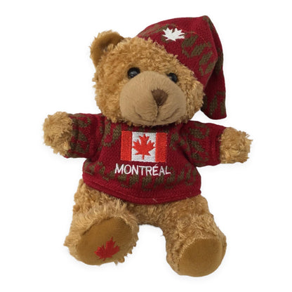 Canada Teddy Bear Plush Toy | Teddy Bear with Red Maple Leaf Sweater and Cap | Soft Stuffed Animal Baby Toy | Realistic Stuffed Small Teddy Bear Animal Toy | Mini Plush Animal Toy for Kids