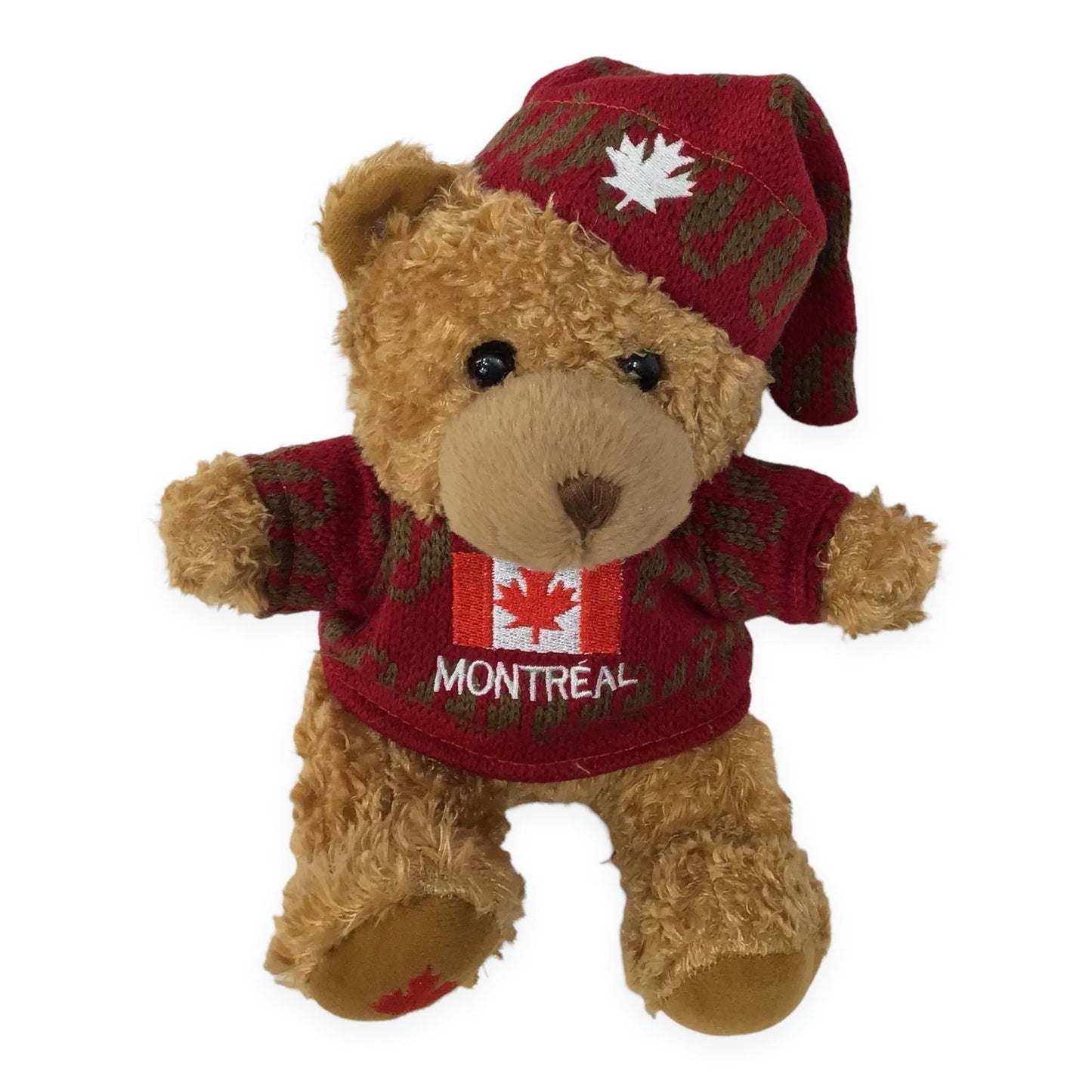 Canada Teddy Bear Plush Toy | Teddy Bear with Red Maple Leaf Sweater and Cap | Soft Stuffed Animal Baby Toy | Realistic Stuffed Small Teddy Bear Animal Toy | Mini Plush Animal Toy for Kids