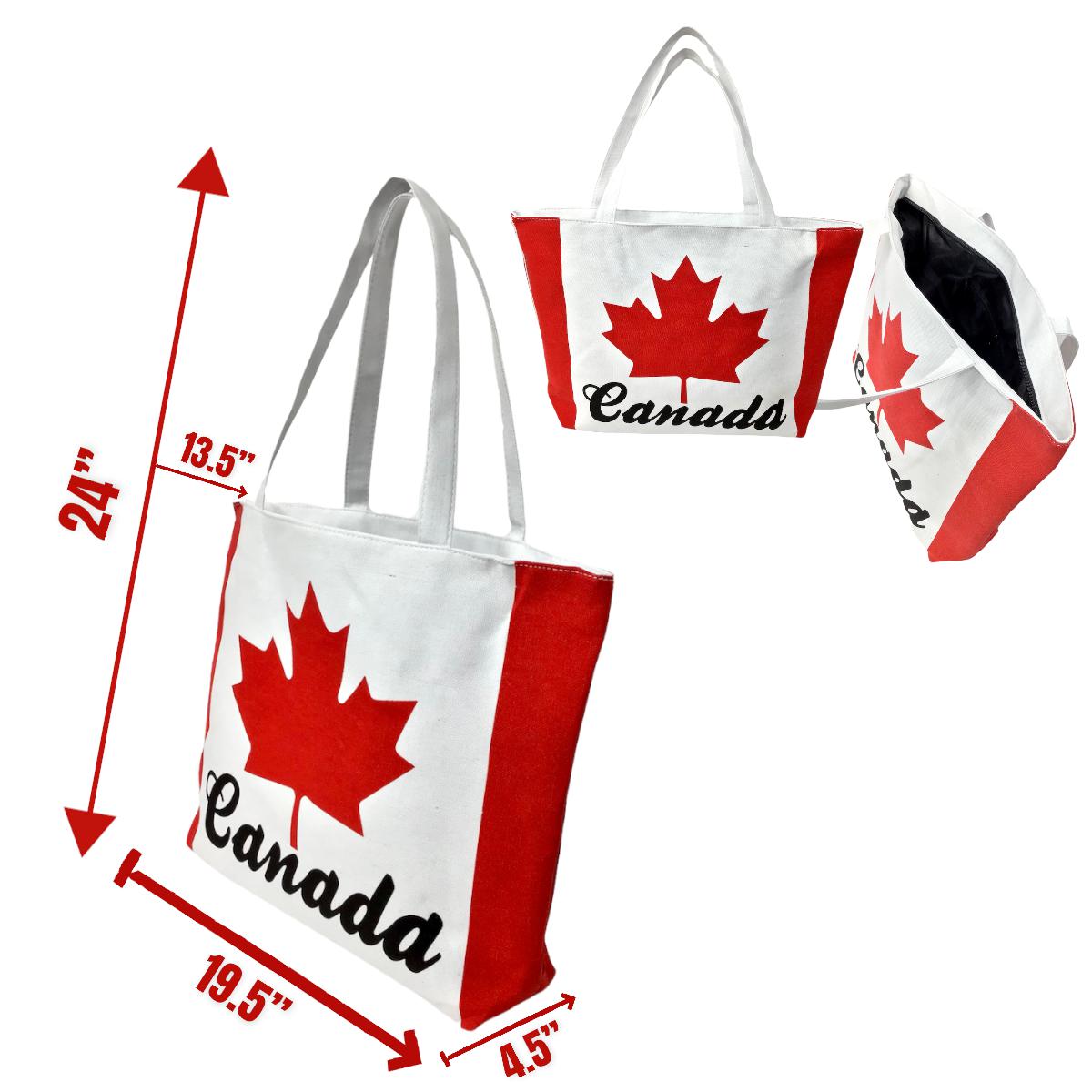 Canada Tote Bag - Red and White Canada Travel Bag - Red Maple Leaf Canvas Beach Shopping Bag -Canadian Souvenir