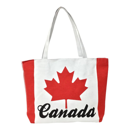 Canada Tote Bag - Red and White Canada Travel Bag - Red Maple Leaf Canvas Beach Shopping Bag -Canadian Souvenir