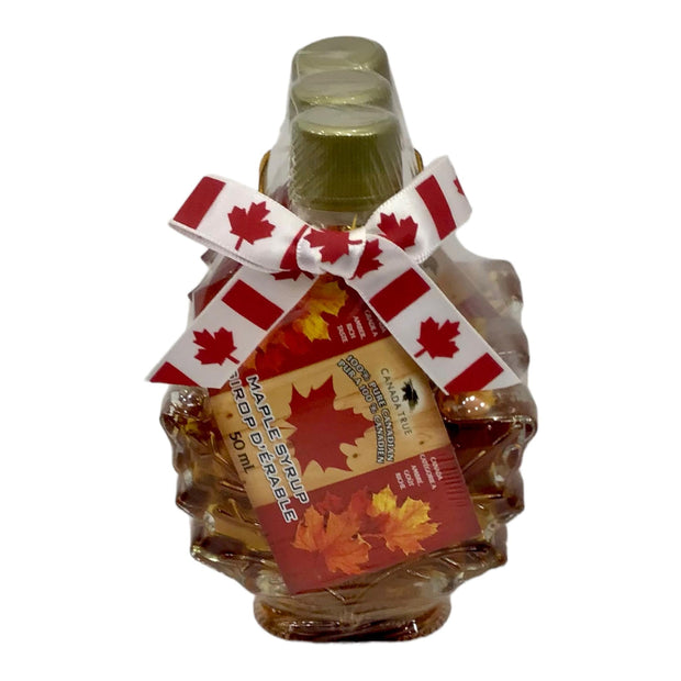 Canada True Pure Canadian Grade A Maple Syrup 3 x 50ML Maple Leaf Shaped Bottles Gift Box