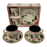 Canada Vintage Coffee Cup & Saucer Gift Set with Beautiful Animal Print | Canada Souvenir Espresso Cups & Tea Mugs | Canada Tea Set Gift Box