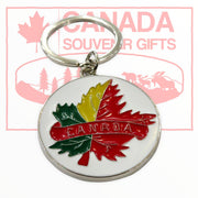 Canada Vintage Maple Leaves Keychain Yellow/Green/Red Leaf Pattern