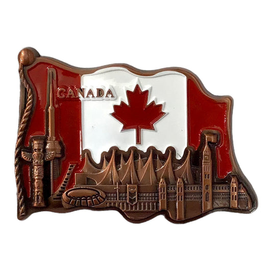 Canada Vintage Scene 3D with Canada Waving Flag Magnet