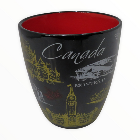 Canada Skyline Themed Black and Red Coffee Mug Souvenir