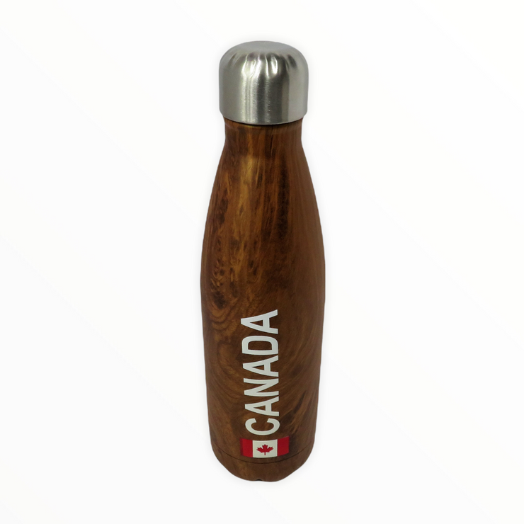 Wood Style Insulated Water Bottle - Canada Souvenir Bottle for Hot and Cold
