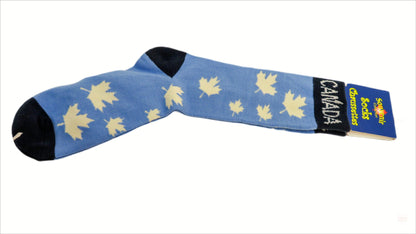 Canadian Casual Maple Leaves Unisex Adult Socks Souvenir Collection Light Blue & White