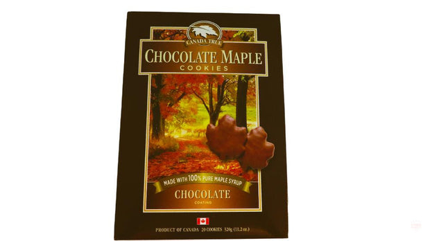Canadian Chocolate Coated Maple Cookies (320 g). A Great Canadian Gift is ideal for family and friends, or as a unique gift.