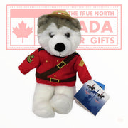 Canadian Mountie White Wolf RCMP Cute Souvenir Plush Stuffed Animal 8" Toy
