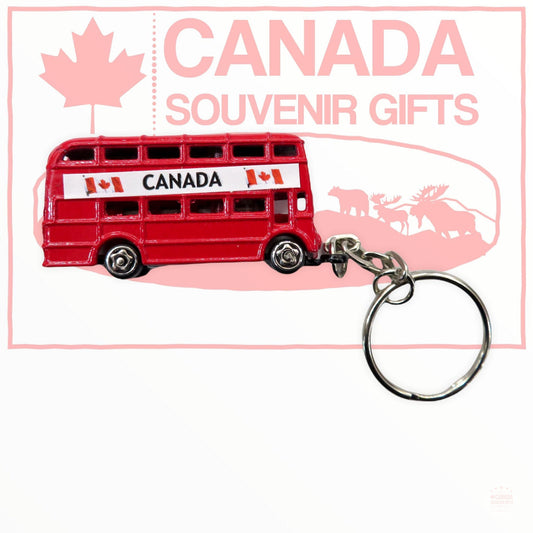 Canadian Red Tour Bus | Montreal Double Decker Tourist Bus Die Cast Metal Key Chain, Key Ring or Key Fob Souvenir and Gift