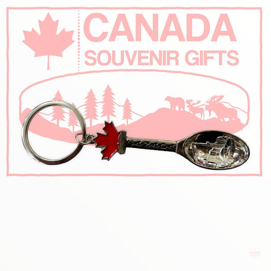 Canadian Vintage Spoon Keychain | Red Maple Leaf Key Ring Souvenir Gift