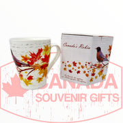 Coffee Mug - Beautiful Canada's Robin Bird Perched on the Maple Leaf Tree Tea Cup