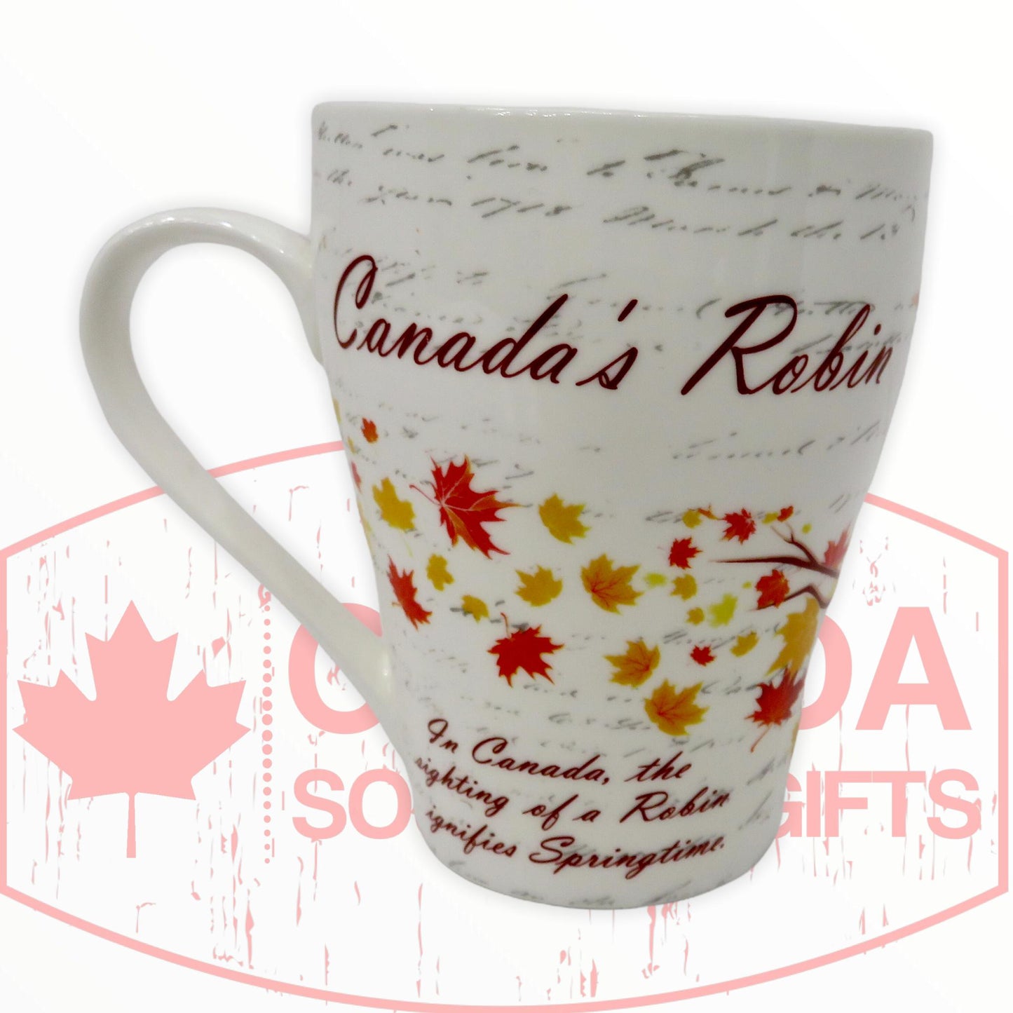 Coffee Mug - Beautiful Canada's Robin Bird Perched on the Maple Leaf Tree Tea Cup