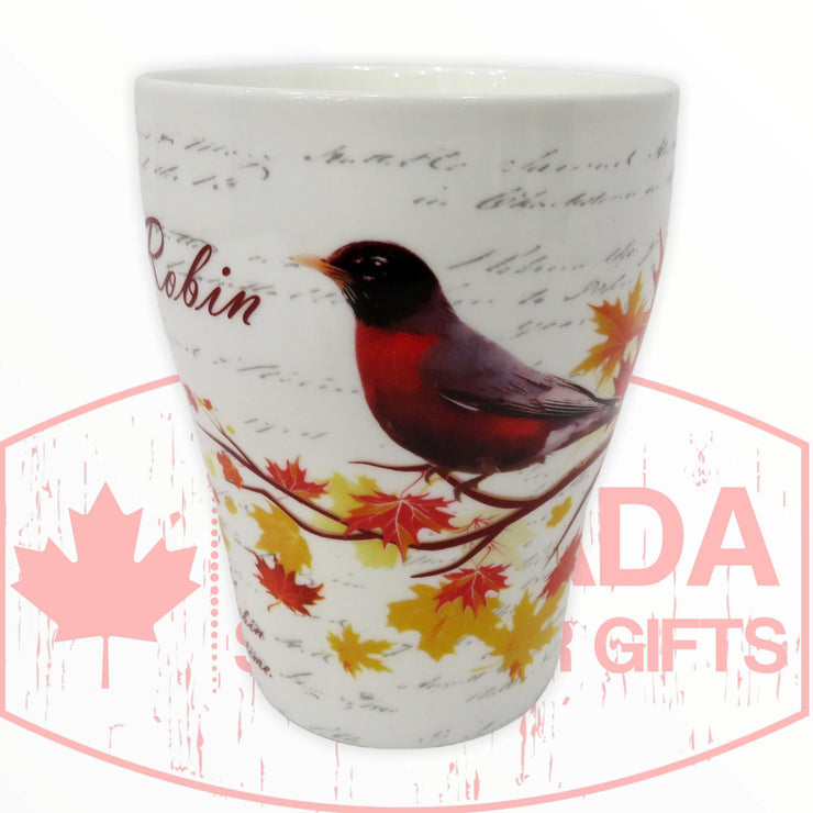 Coffee Mug - Beautiful Canada's Robin Bird Perched on the Maple Leaf Tree Tea Cup W/ Matching Box