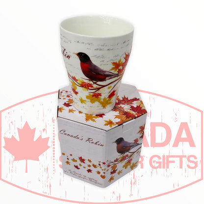 Coffee Mug - Beautiful Canada's Robin Bird Perched on the Maple Leaf Tree Tea Cup