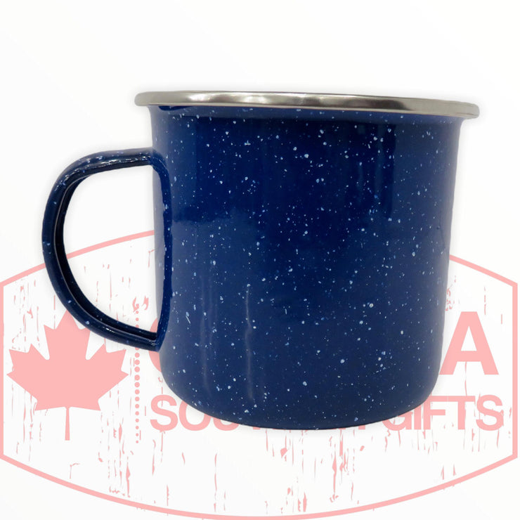 Coffee Mug – Canada Retro Blue or White Tin  “Montreal Canada Circle Themed” Tea Cup