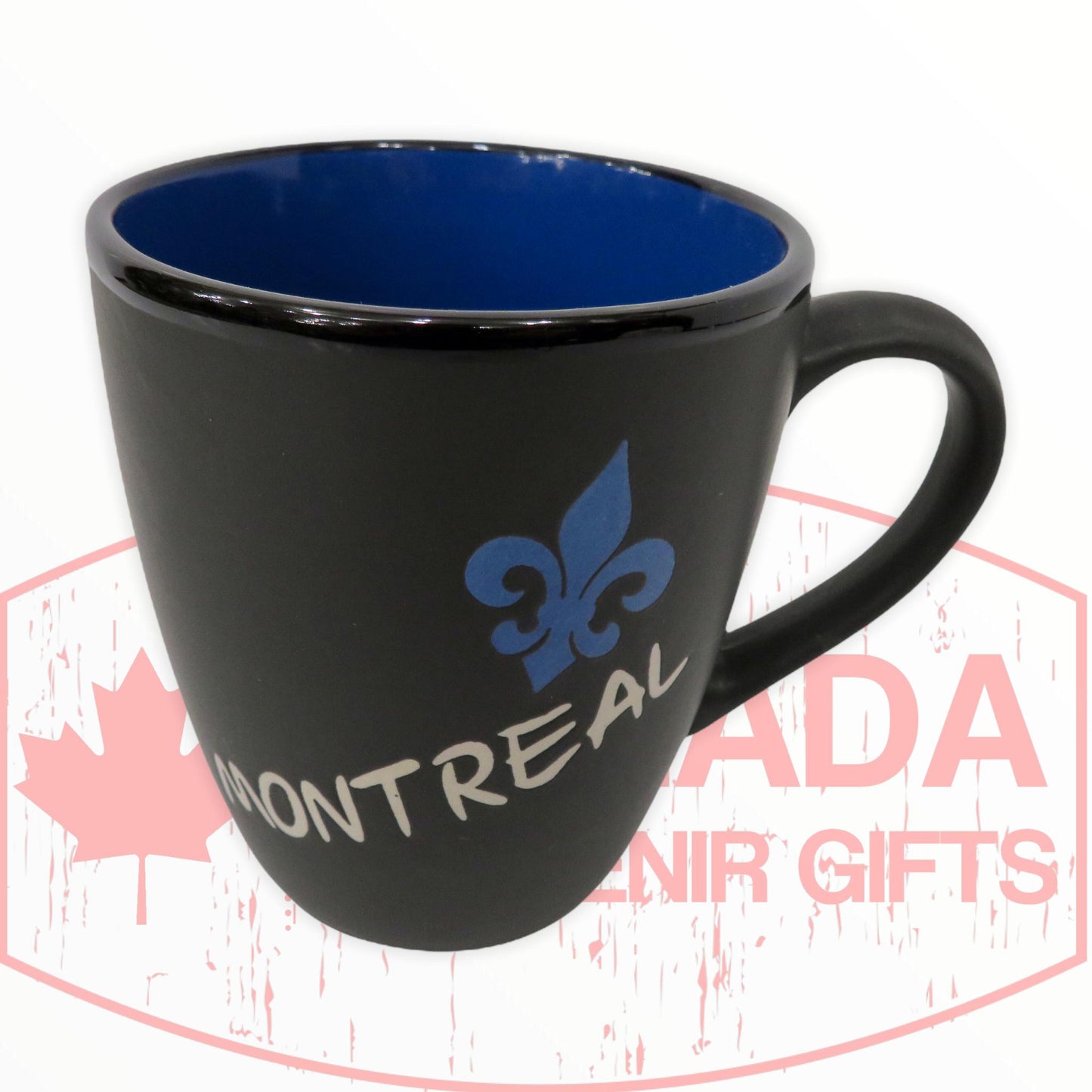 Coffee Mug Montreal W/ Fleur de Lys - Black Coffee Cup