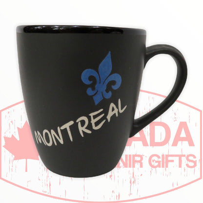 Coffee Mug Montreal W/ Fleur de Lys - Black Coffee Cup