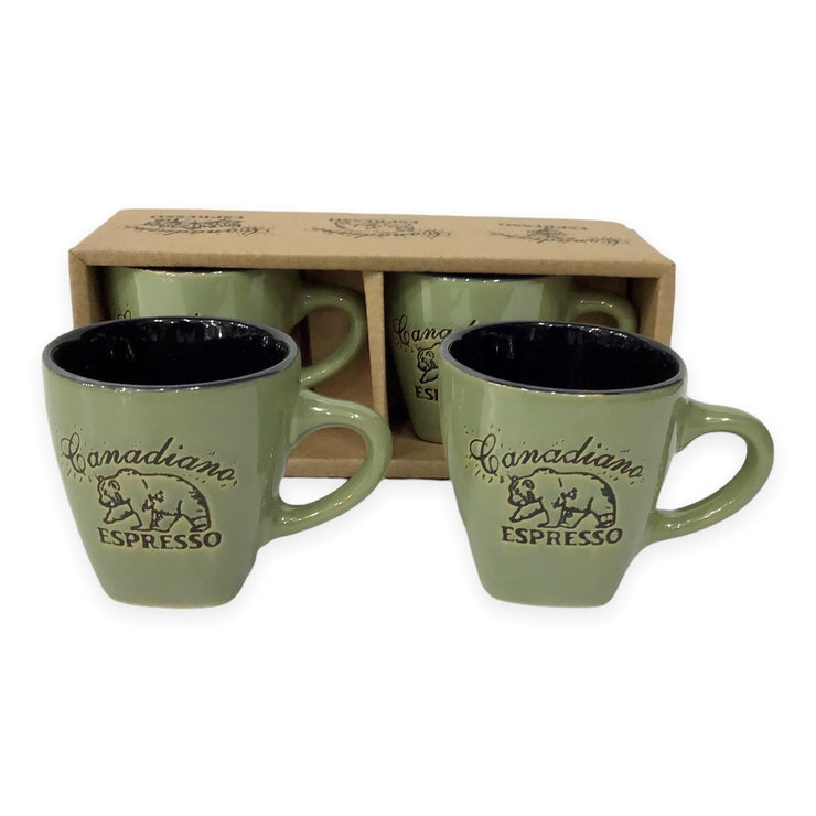 Espresso Mugs Set - Canadiano Bear Engraved 2 Espresso Cup w/ Box