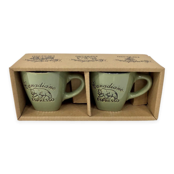 Espresso Mugs Set - Canadiano Bear Engraved 2 Espresso Cup w/ Box