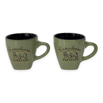 Espresso Mugs Set - Canadiano Bear Engraved 2 Espresso Cup w/ Box