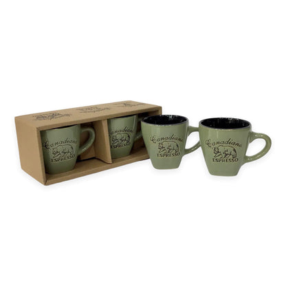 Espresso Mugs Set - Canadiano Bear Engraved 2 Espresso Cup w/ Box